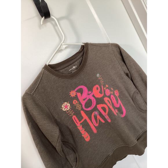 Girls Natural life graph sweatshirt be happy floral boho brown - Picture 2 of 9